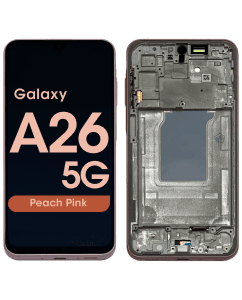 Refurbished - OLED Screen and Digitizer Assembly w/ Frame for Samsung Galaxy A26 5G (A266 / 2025) (Peach Pink)