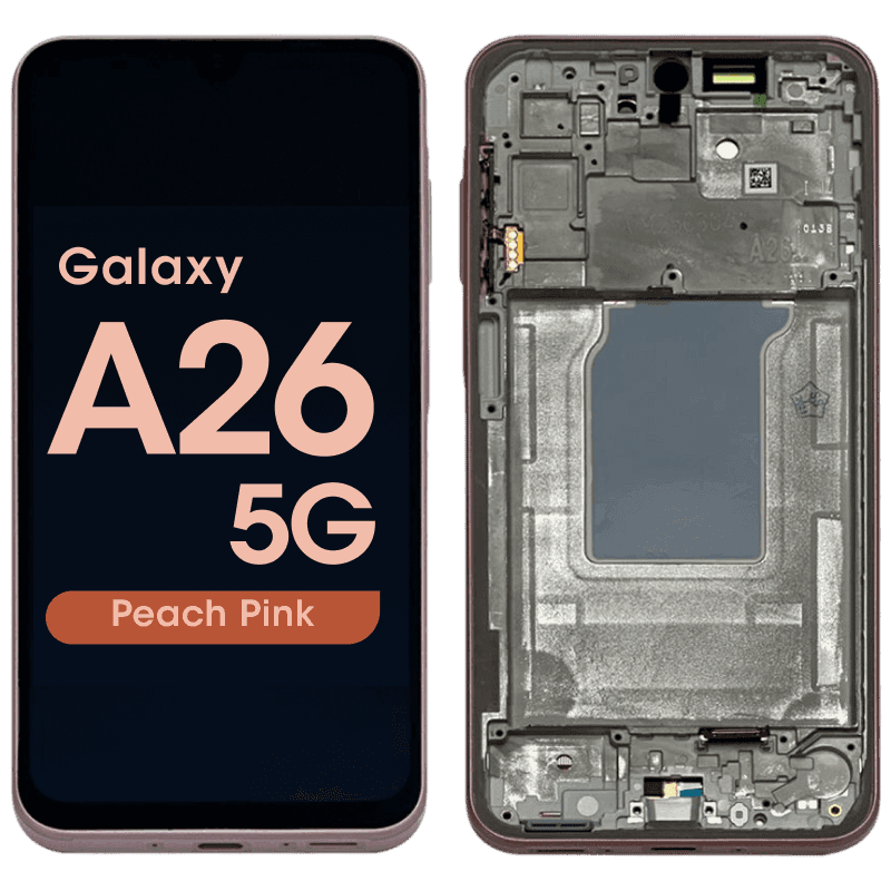Refurbished - OLED Screen and Digitizer Assembly w/ Frame for Samsung Galaxy A26 5G (A266 / 2025) (Peach Pink)