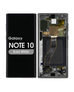 Service Pack - OLED Screen and Digitizer Assembly w/ Frame for Samsung Galaxy Note 10 (N970) (Aura White)