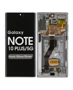 Aftermarket - Soft OLED Screen and Digitizer Assembly w/ Frame for Samsung Galaxy Note 10 Plus / 5G (N975 / N976) (Aura Glow / Silver)