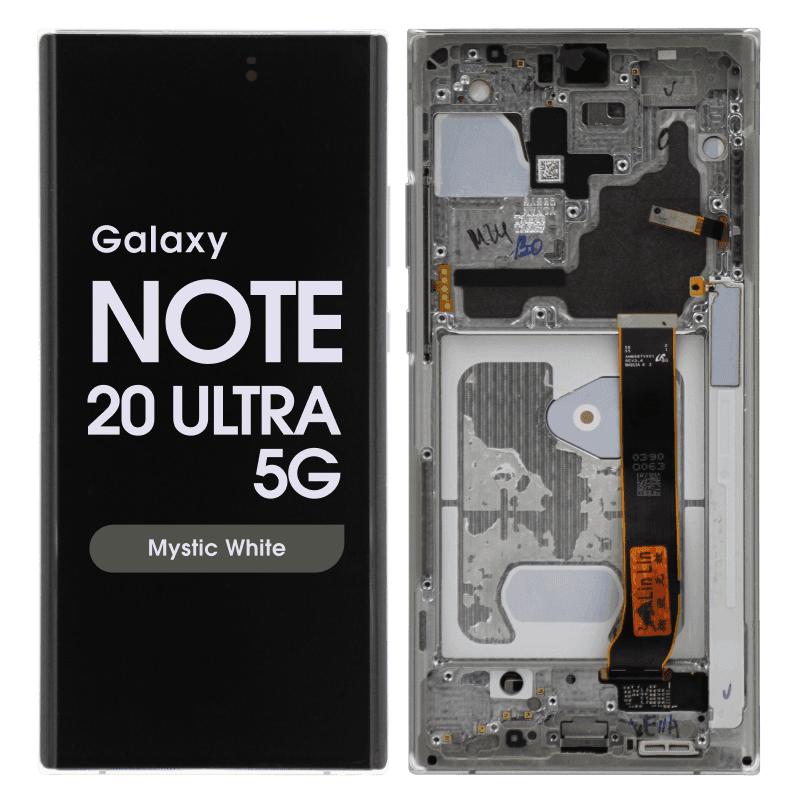 Service Pack - OLED Screen and Digitizer Assembly w/ Frame for Samsung Galaxy Note 20 Ultra 5G (N985 / N986) (All Carriers except Verizon 5G UW) (Mystic White)