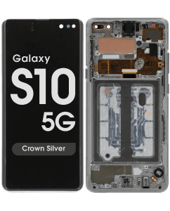 OEM Pull - OLED Screen and Digitizer Assembly w/ Frame for Samsung Galaxy S10 5G (G977) (Grade B) (Crown Silver)