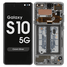 OEM Pull - OLED Screen and Digitizer Assembly w/ Frame for Samsung Galaxy S10 5G (G977) (Grade B) (Crown Silver)