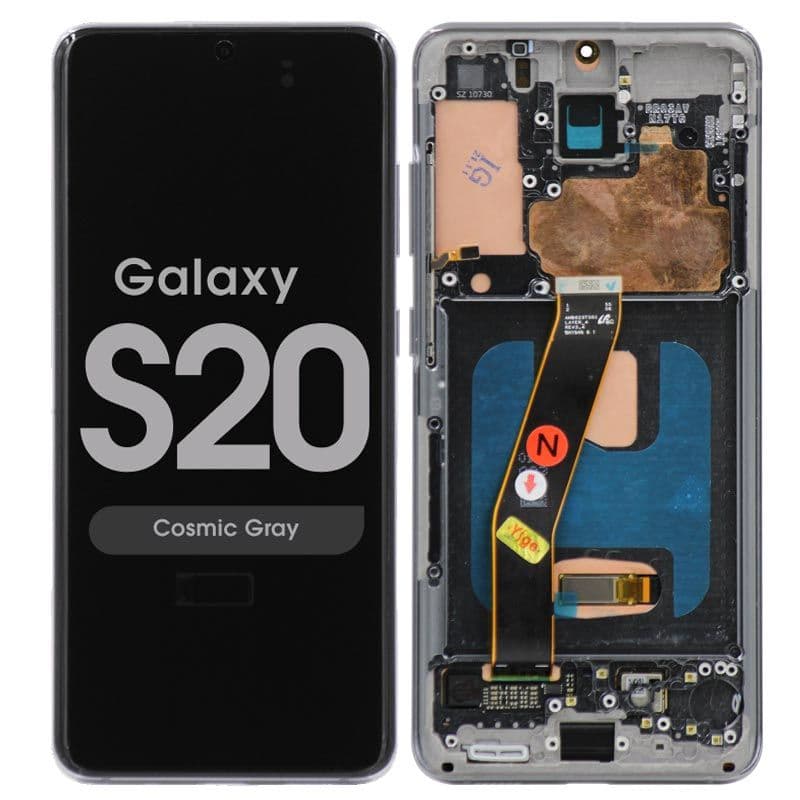 Aftermarket - Soft OLED Screen and Digitizer Assembly w/ Frame for Samsung Galaxy S20 (All Carriers except Verizon 5G UW) (G980) (Cosmic Gray)