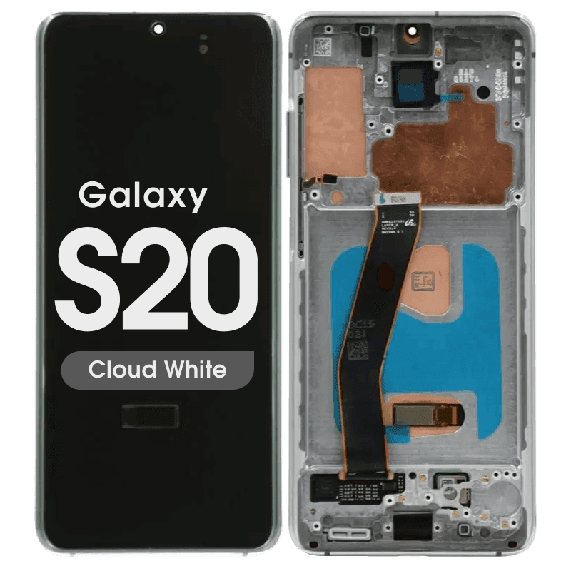 Refurbished - OLED Screen and Digitizer Assembly w/ Frame for Samsung Galaxy S20 (All Carries Except Verizon 5G UW) (G980) (Cloud White)