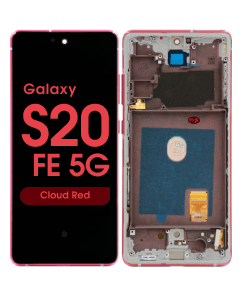 Refurbished - OLED Screen and Digitizer Assembly w/ Frame for Samsung Galaxy S20 FE 5G (G780 / G781) (Cloud Red)