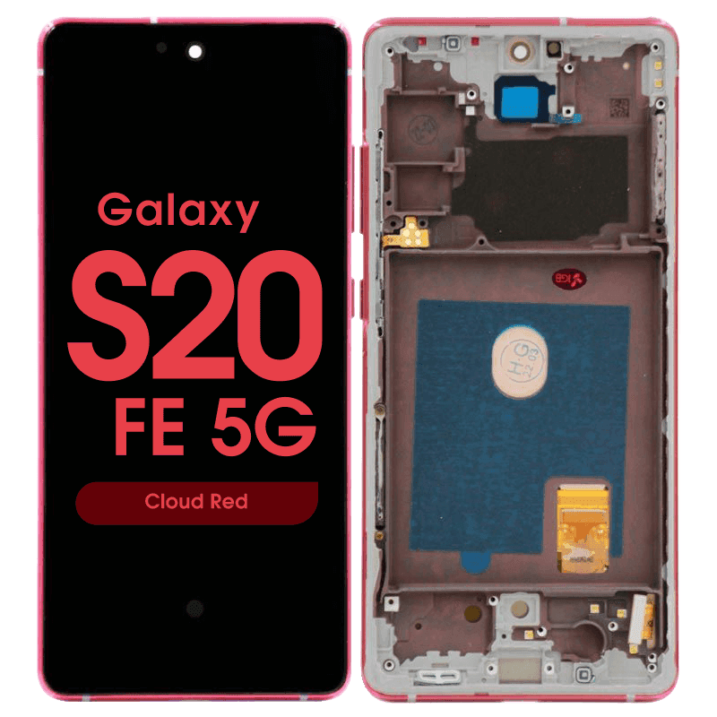 Refurbished - OLED Screen and Digitizer Assembly w/ Frame for Samsung Galaxy S20 FE 5G (G780 / G781) (Cloud Red)