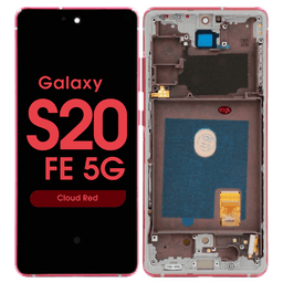 Refurbished - OLED Screen and Digitizer Assembly w/ Frame for Samsung Galaxy S20 FE 5G (G780 / G781) (Cloud Red)