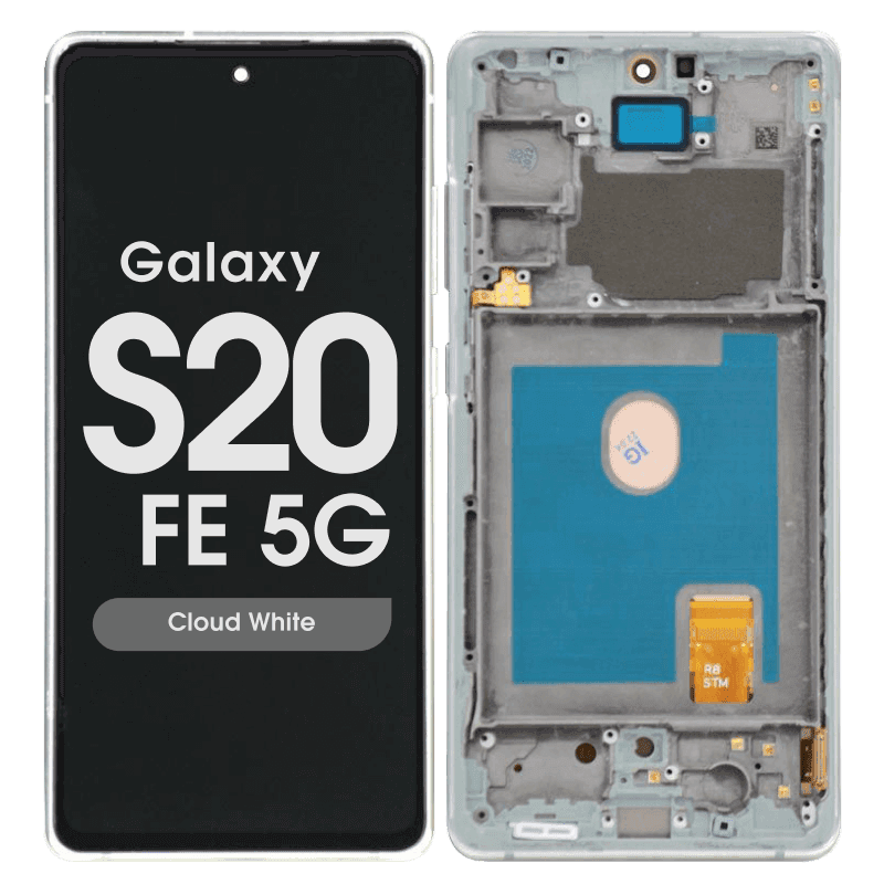 Refurbished - OLED Screen and Digitizer Assembly w/ Frame for Samsung Galaxy S20 FE 5G (G780 / G781) (Cloud White)