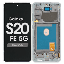 Refurbished - OLED Screen and Digitizer Assembly w/ Frame for Samsung Galaxy S20 FE 5G (G780 / G781) (Cloud White)