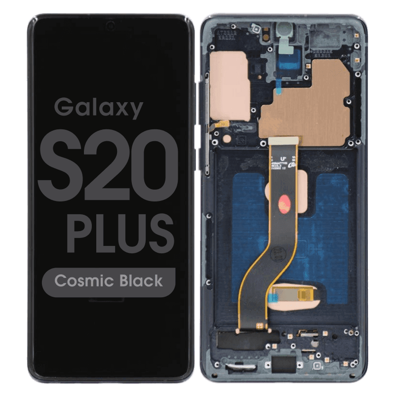 Aftermarket - Soft OLED Screen and Digitizer Assembly w/ Frame for Samsung Galaxy S20 Plus (G985) (Cosmic Black)