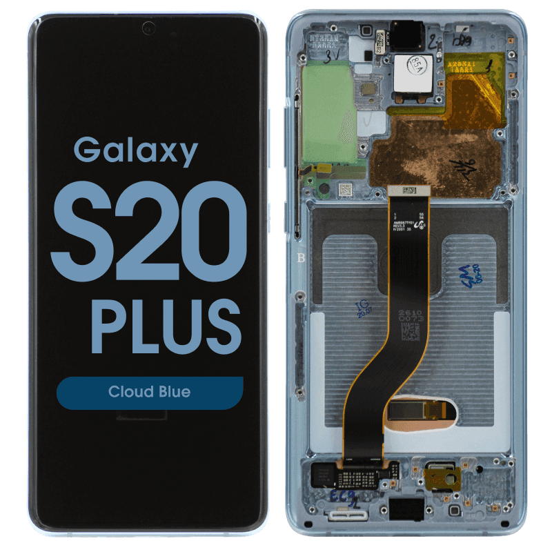 Refurbished - OLED Screen and Digitizer Assembly w/ Frame for Samsung Galaxy S20 Plus (G985) (Cloud Blue)