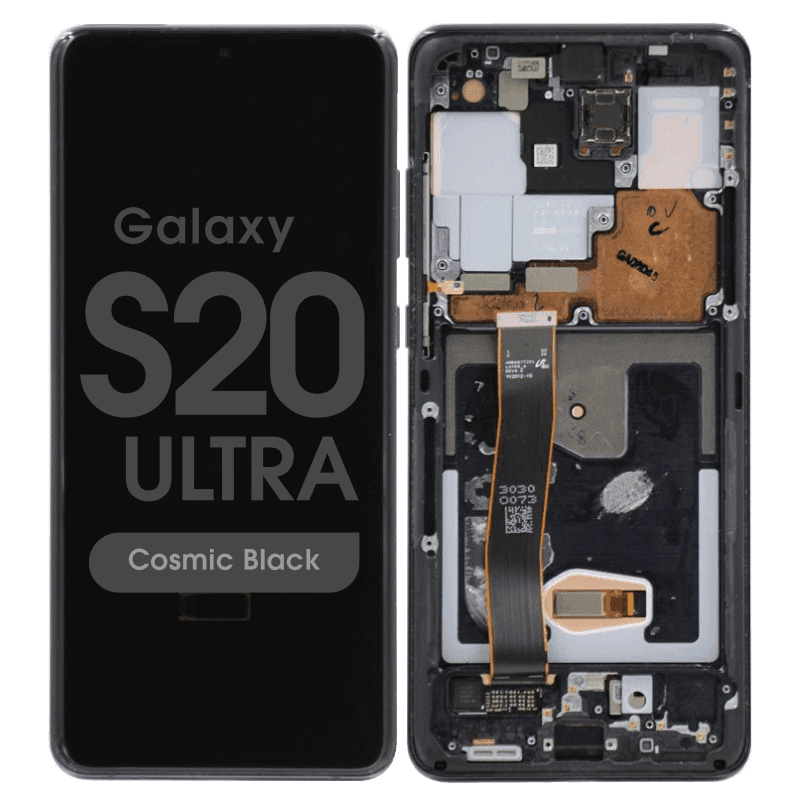 Aftermarket - Soft OLED Screen and Digitizer Assembly w/ Frame for Samsung Galaxy S20 Ultra (G988) (Cosmic Black)