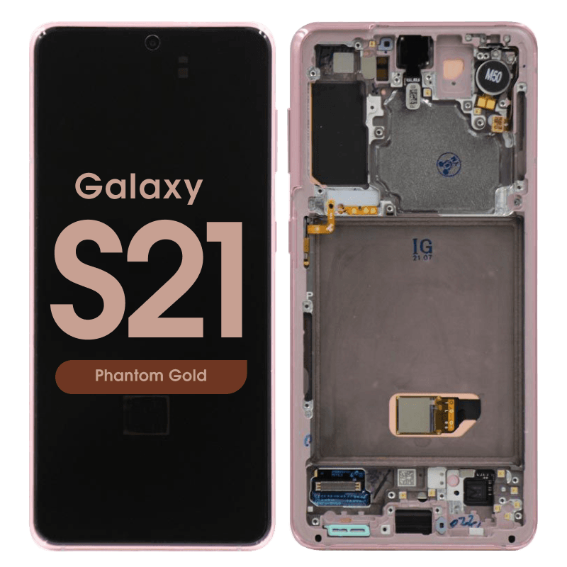 Refurbished - OLED Screen and Digitizer Assembly w/ Frame for Samsung Galaxy S21 (All Carriers except Verizon 5G UW) (G991) (Phantom Gold)