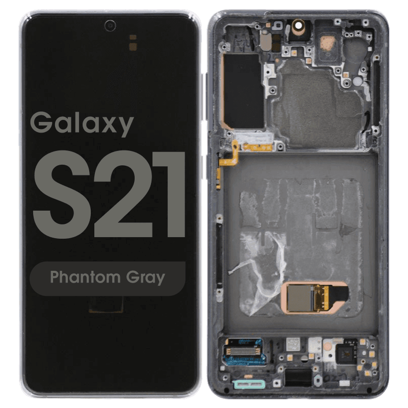 Aftermarket - Soft OLED Screen and Digitizer Assembly w/ Frame for Samsung Galaxy S21 (Must Transfer Antenna for Verizon) (G991) (Phantom Gray)