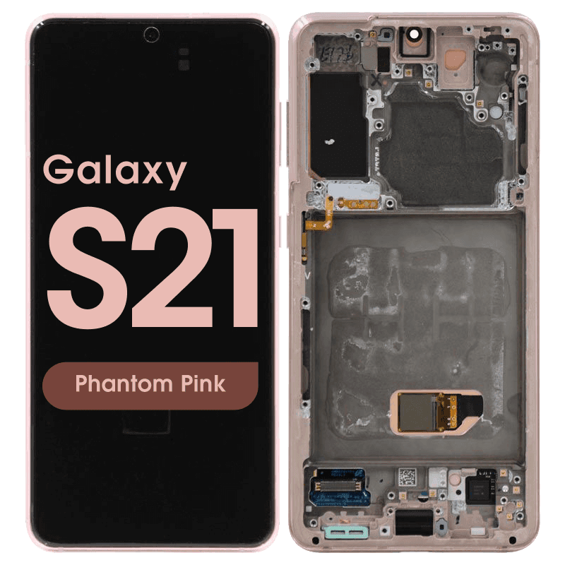 Aftermarket - Soft OLED Screen and Digitizer Assembly w/ Frame for Samsung Galaxy S21 (Must Transfer Antenna for Verizon) (G991) (Phantom Pink)