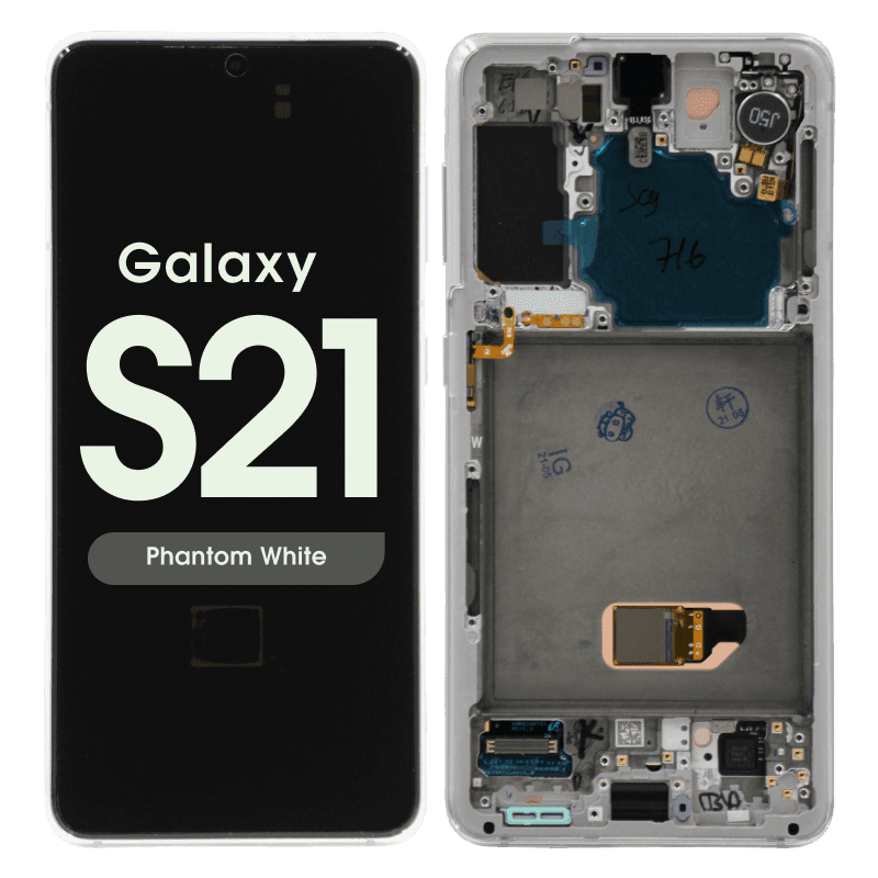 Refurbished - OLED Screen and Digitizer Assembly w/ Frame for Samsung Galaxy S21 (All Carriers except Verizon 5G UW) (G991) (Phantom White)