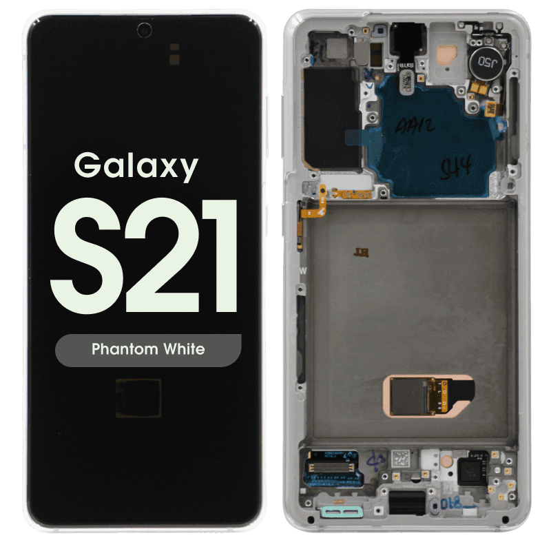 Service Pack - OLED Screen and Digitizer Assembly w/ Frame for Samsung Galaxy S21 (All Carriers except Verizon 5G UW) (G991) (Phantom White)