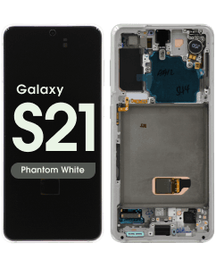 Service Pack - OLED Screen and Digitizer Assembly w/ Frame for Samsung Galaxy S21 (All Carriers except Verizon 5G UW) (G991) (Phantom White)