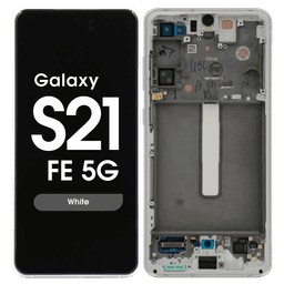 Service Pack - OLED Screen and Digitizer Assembly w/ Frame for Samsung Galaxy S21 FE 5G (G990) (White)