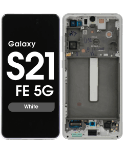 Service Pack - OLED Screen and Digitizer Assembly w/ Frame for Samsung Galaxy S21 FE 5G (G990) (White)