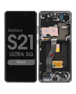 Aftermarket - Soft OLED Screen and Digitizer Assembly w/ Frame for Samsung Galaxy S21 Ultra 5G (Must Transfer Antenna for Verizon) (G998) (Black)