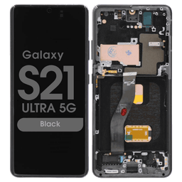 Aftermarket - Soft OLED Screen and Digitizer Assembly w/ Frame for Samsung Galaxy S21 Ultra 5G (Must Transfer Antenna for Verizon) (G998) (Black)