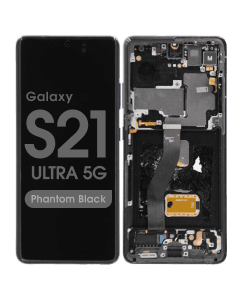 OEM Pull - OLED Screen and Digitizer Assembly w/ Frame for Samsung Galaxy S21 Ultra 5G (G998) (Must Transfer Antenna for Verizon) (Grade C) (Phantom Black)