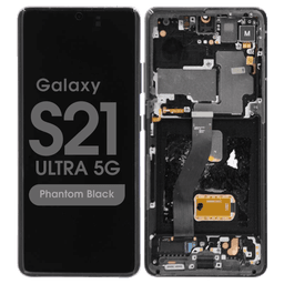OEM Pull - OLED Screen and Digitizer Assembly w/ Frame for Samsung Galaxy S21 Ultra 5G (G998) (Must Transfer Antenna for Verizon) (Grade C) (Phantom Black)