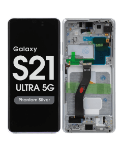 Refurbished - OLED Screen and Digitizer Assembly w/ Frame for Samsung Galaxy S21 Ultra 5G (Must Transfer Antenna for Verizon) (G998) (Phantom Silver)
