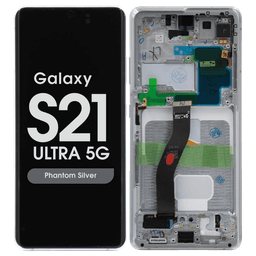 Refurbished - OLED Screen and Digitizer Assembly w/ Frame for Samsung Galaxy S21 Ultra 5G (Must Transfer Antenna for Verizon) (G998) (Phantom Silver)