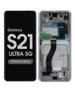 Service Pack - OLED Screen and Digitizer Assembly w/ Frame for Samsung Galaxy S21 Ultra 5G (All Carriers except Verizon 5G UW) (G988) (Phantom Silver)