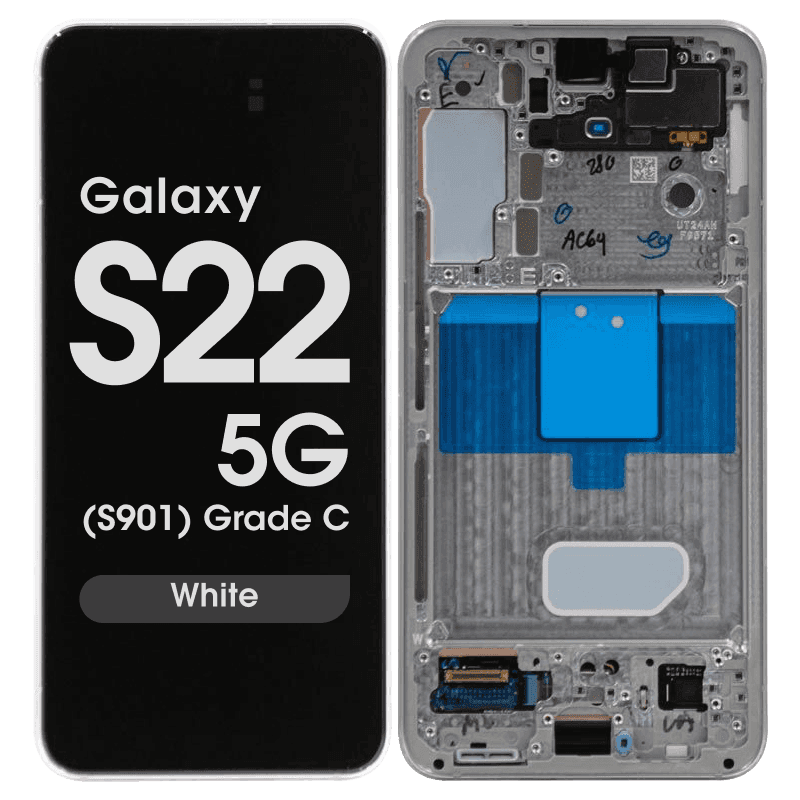 OEM Pull - OLED Screen and Digitizer Assembly w/ Frame for Samsung Galaxy S22 5G (S901) (Grade C) (White)