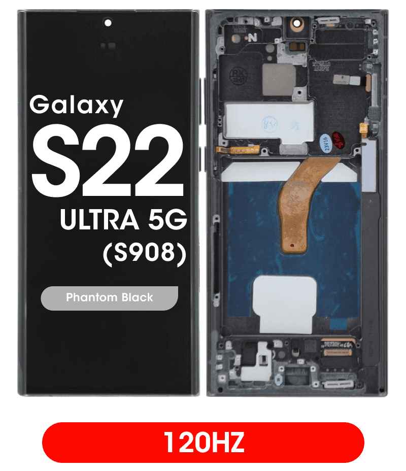 Aftermarket - 120Hz Soft OLED Screen and Digitizer Assembly w/ Frame for Samsung Galaxy S22 Ultra 5G (S908) (Phantom Black)