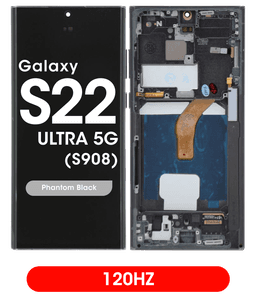 Aftermarket - 120Hz Soft OLED Screen and Digitizer Assembly w/ Frame for Samsung Galaxy S22 Ultra 5G (S908) (Phantom Black)
