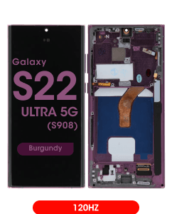 Aftermarket - 120Hz Soft OLED Screen and Digitizer Assembly w/ Frame for Samsung Galaxy S22 Ultra 5G (S908) (Burgundy)