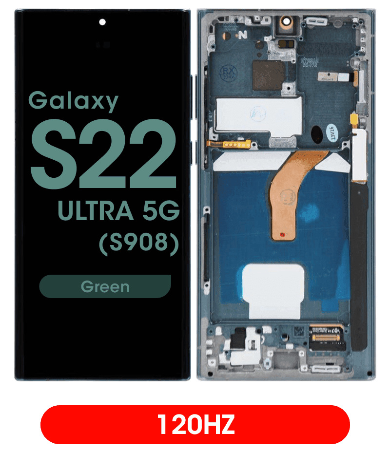 Aftermarket - 120Hz Soft OLED Screen and Digitizer Assembly w/ Frame for Samsung Galaxy S22 Ultra 5G (S908) (Green)