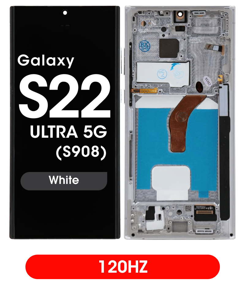 Aftermarket - 120Hz Soft OLED Screen and Digitizer Assembly w/ Frame for Samsung Galaxy S22 Ultra 5G (S908) (White)