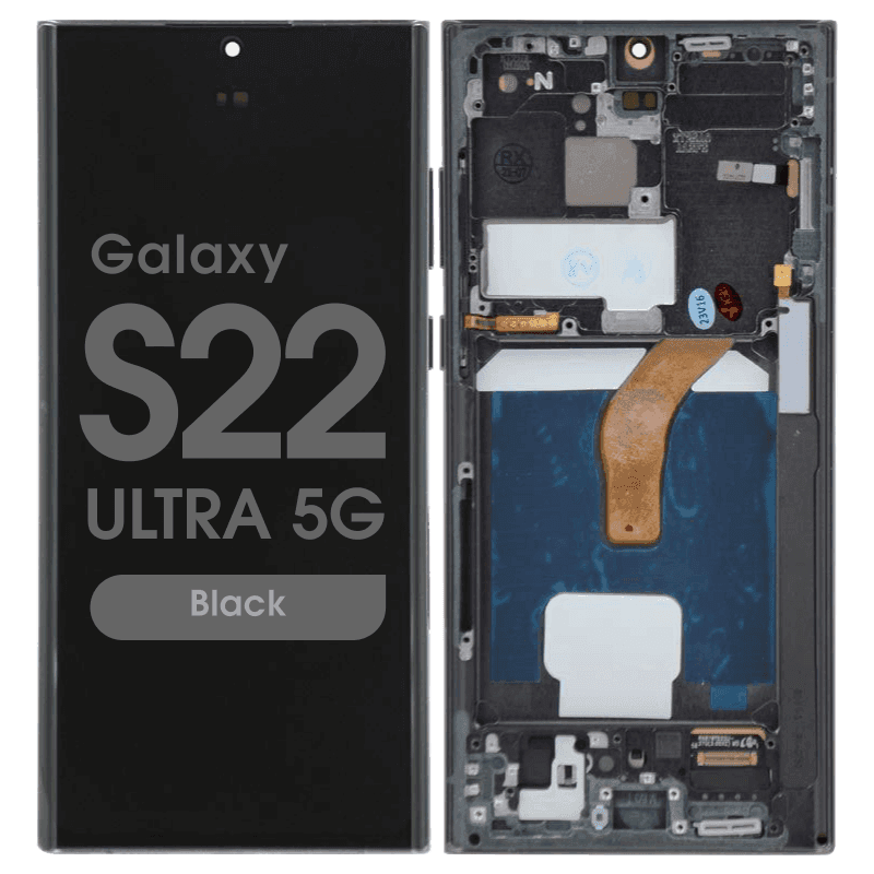 Aftermarket - Soft OLED Screen and Digitizer Assembly w/ Frame for Samsung Galaxy S22 Ultra 5G (S908) (Black)