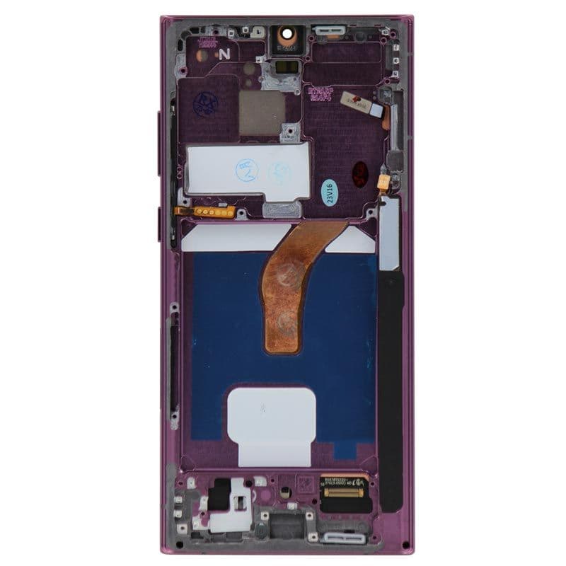 Aftermarket - Soft OLED Screen and Digitizer Assembly w/ Frame for Samsung Galaxy S22 Ultra 5G (S908) (Burgundy)