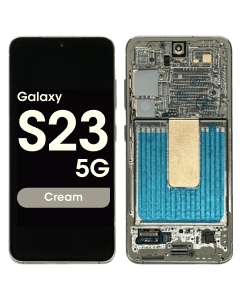 Refurbished - OLED Screen and Digitizer Assembly w/ Frame for Samsung Galaxy S23 5G (S901) (US / International Version) (Cream)