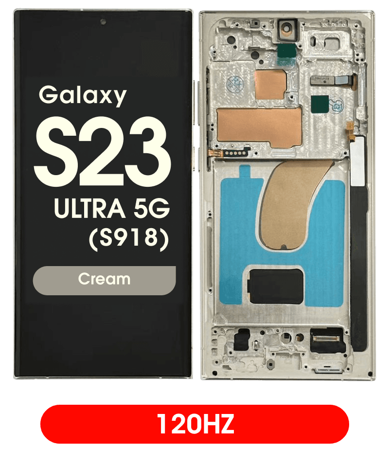 Aftermarket - 120Hz Soft OLED Screen and Digitizer Assembly w/ Frame for Samsung Galaxy S23 Ultra 5G (S918) (Cream)
