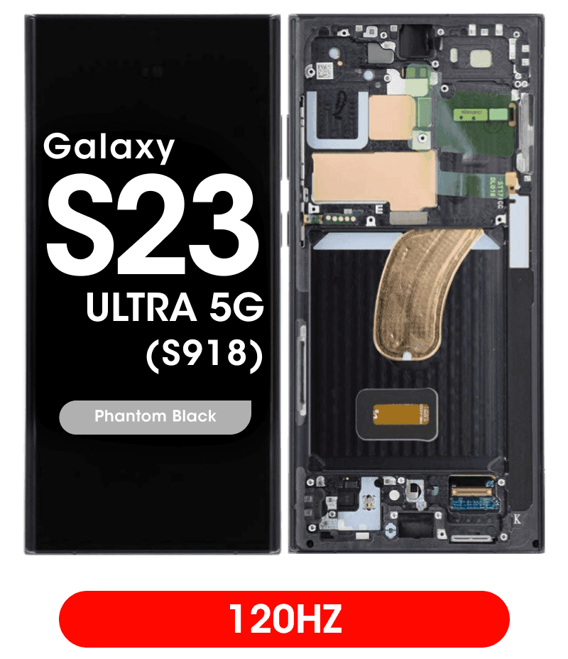 Aftermarket - 120Hz Soft OLED Screen and Digitizer Assembly w/ Frame for Samsung Galaxy S23 Ultra 5G (S918) (Phantom Black)