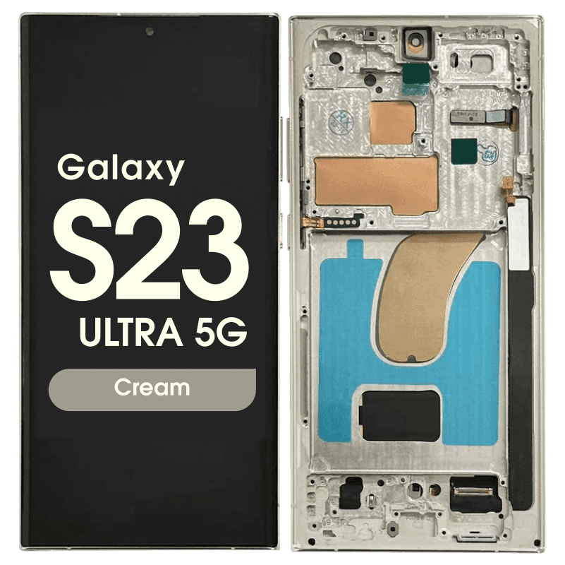 Aftermarket - Soft OLED Screen and Digitizer Assembly w/ Frame for Samsung Galaxy S23 Ultra 5G (S918) (Cream)