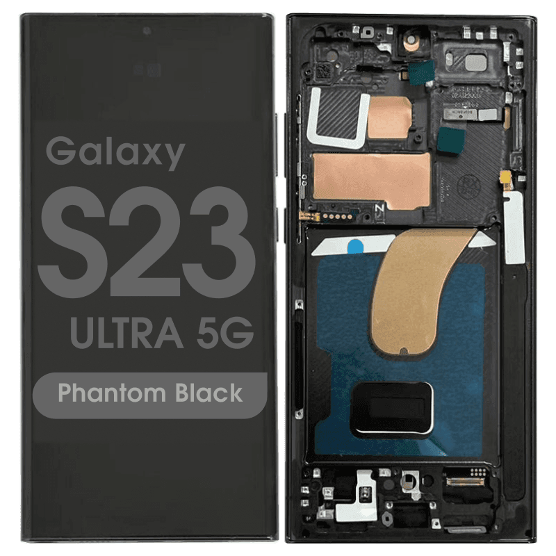 Aftermarket - Soft OLED Screen and Digitizer Assembly w/ Frame for Samsung Galaxy S23 Ultra 5G (S918) (Phantom Black)