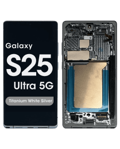 Aftermarket - Soft OLED Screen and Digitizer Assembly w/ Frame for Samsung Galaxy S25 Ultra (S938) (US / International Version) (Titanium White Silver / Titanium Silver Blue)