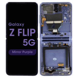 Service Pack - OLED Screen and Digitizer Assembly w/ Frame for Samsung Galaxy Z Flip 5G (1st Gen) (F707) (US / International Version) (Mirror Purple)