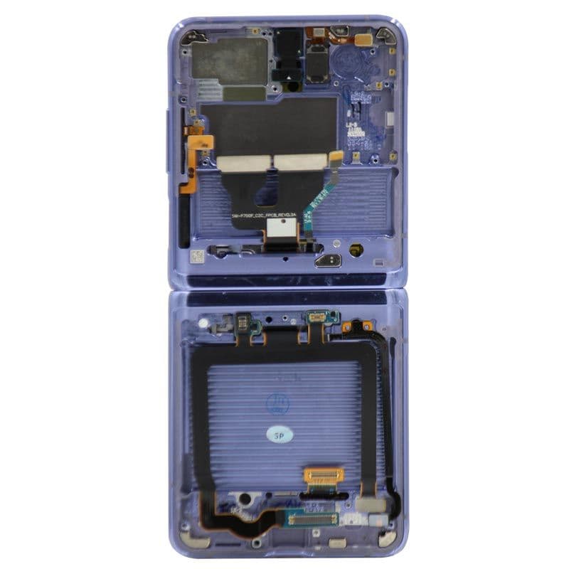 Service Pack - OLED Screen and Digitizer Assembly w/ Frame for Samsung Galaxy Z Flip 5G (1st Gen) (F707) (US / International Version) (Mirror Purple)