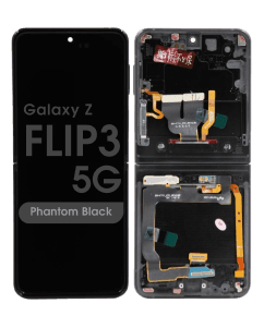 Service Pack - OLED Screen and Digitizer Assembly w/ Frame for Samsung Galaxy Z Flip3 5G (F711) (US / International Version) (Phantom Black)