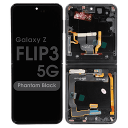 Service Pack - OLED Screen and Digitizer Assembly w/ Frame for Samsung Galaxy Z Flip3 5G (F711) (US / International Version) (Phantom Black)